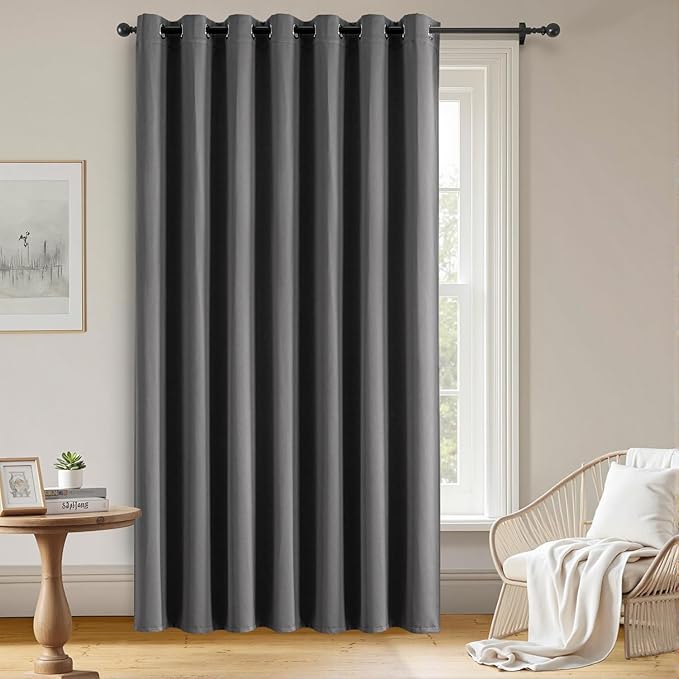 Blackout Curtains Custom Size for Bedroom 1 Panel, Thermal Insulated Blackout Curtains, Solid Grommet Privacy Room Darkening Drapes for Living Room Window (Customsize, Light Grey)-Ruum Studio Home