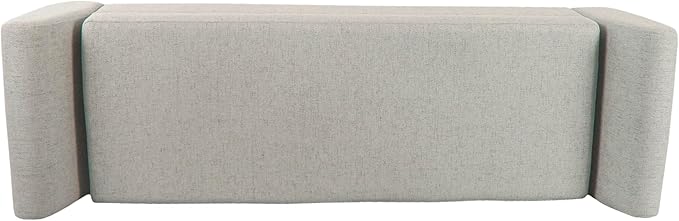 HomePop Modern Storage Bench with Wood Legs Home Décor|Bench with Storage for Living Room & Bedroom - Light Gray Woven-Ruum Studio Home