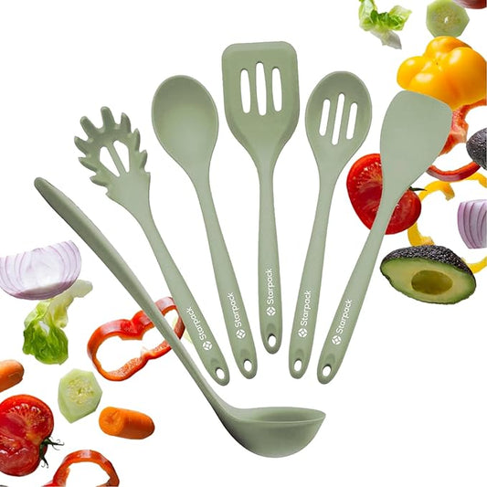 Starpack 'Like a Boss' XL Premium Silicone Cooking Utensils Set (6 Pcs) - Heat Resistant Kitchen Utensils 600°F - Non-Stick Silicone Utensil Set - Large Kitchen Utensils Set for Cooking & Serving-Ruum Studio Home
