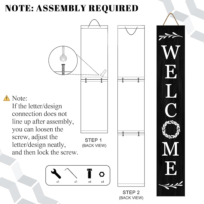 Welcome Wooden Porch Sign 47.2"H Front Door Rustic Standing Large Welcome Porch Sign for Home Front Porch Decor Rustic Wall Decor Home Farmhouse Yard Door Decorations -Black Porch Decor-Ruum Studio Home