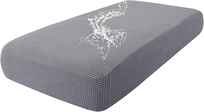 hyha Waterproof Couch Cushion Covers for Pets, Non Slip Sofa Seat Cover for Dogs Washable, Soft Thick Stretch Jacquard Fabric, Sofa Slipcovers with Elastic Bottom (1 Piece for Medium, Middle Grey)-Ruum Studio Home