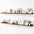 Picture Ledge Shelf, Wood Long Floating Shelves for Wall, Set of 2, 56 inch Picture Ledge Shelves, Photo Ledge Nursery Book Shelves Wall Mounted for Living Room Kids' Room Bedroom, Color Brown-Ruum Studio Home
