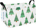 LANGYASHAN Rectangular Storage Bin Collapse Canvas Fabric Cartoon Storage Basket with Handles for Organizing Home Kitchen Boys and Girls Toys Office Closet Shelf Baskets (Rec christmas tree)-Ruum Studio Home