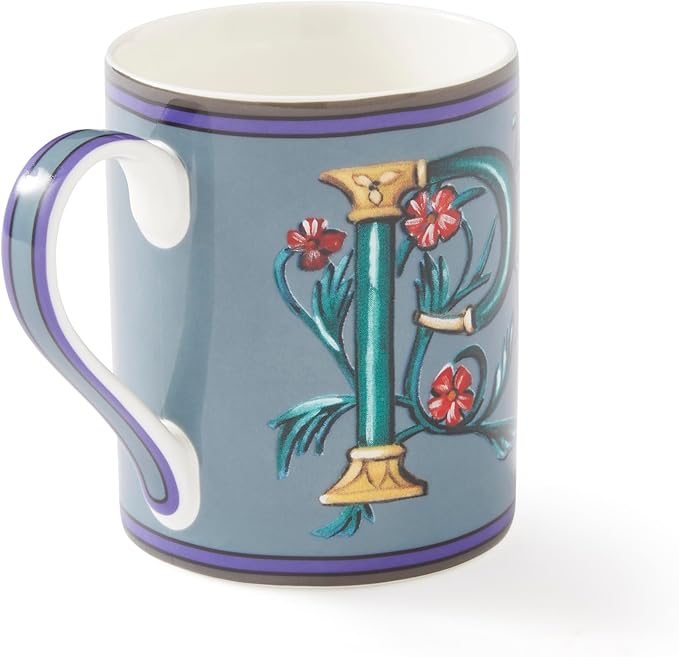 Spode Kit Kemp Alphabet Mug - Letter P Monogram in Fine China, 12oz Ceramic Coffee Cup for Hot Drinks, Personalized Drinkware for Unique Gifts, Dishwasher Safe Tea or Coffee Mug - Gift Box Included-Ruum Studio Home