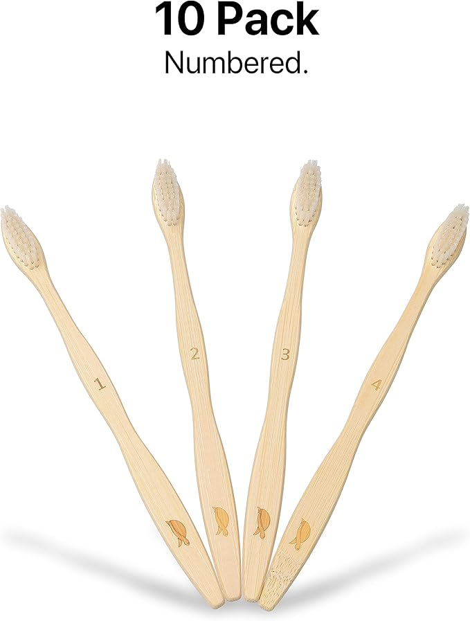 Sea Turtle Plant-Based Bristles, Soft Bamboo Toothbrushes, Individually Sealed (10 Pack)-Ruum Studio Home