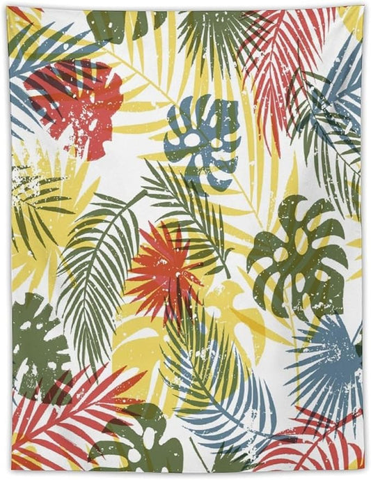 ICMOLYYENLO Boho Green Leaves Tapestry, Mid Century Abstract Tropical Palm Leaves Modern Minimalist Geometric Wall Hanging, Neutral Home Decor Art for Living Room Bedroom Dorm 60x80 Inch-Ruum Studio Home