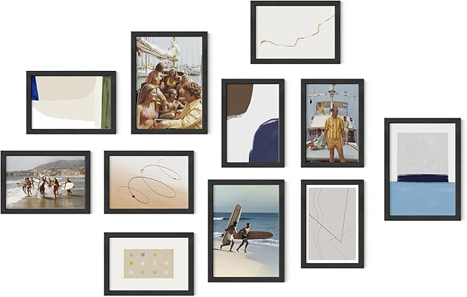 HAUS AND HUES Black Oak Wood Gallery Wall Tabletop Frames Made with Real American Oak and Shatter-free Plexiglass - Set of 11 (Eight 4x6, Three 5x7, Framed Black)-Ruum Studio Home