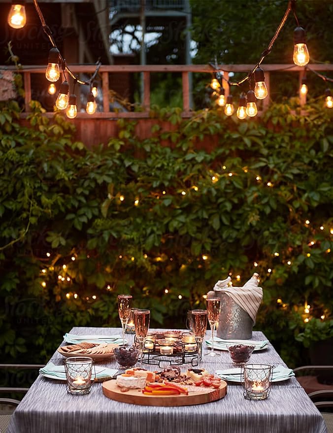Svater Outdoor Led String Lights 50FT, Patio Lights with 16pcs S14 Shatterproof Bulbs, 1 Watt E26 Dimmable 2700K Warm White, IP65 Waterproof, Commercial Grade Light-Ruum Studio Home