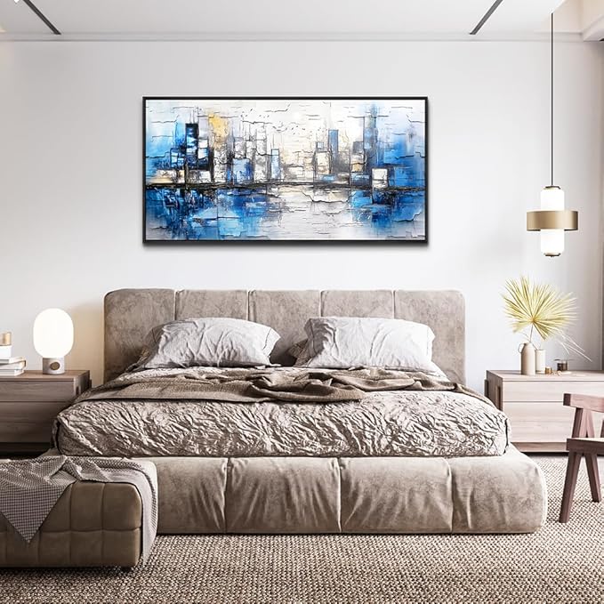 ZUITINGHUA Black Framed Canvas Wall Art For Living Room Wall Decor For Bedroom Office Wall Decorations Blue Landscape Paintings Abstraction Pictures Artwork Room Aesthetic Home Decor 20x40 In-Ruum Studio Home