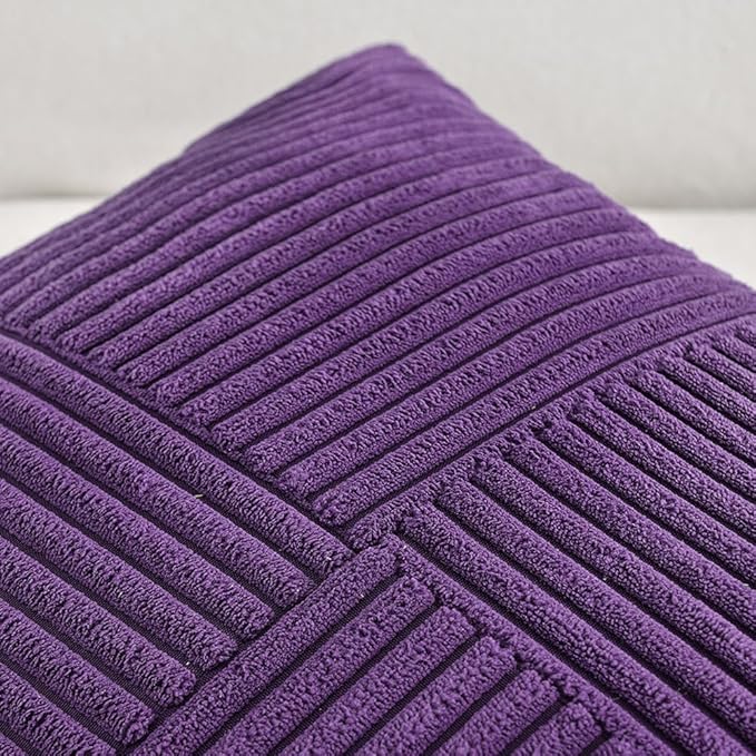 Fancy Homi 2 Packs Purple Lumbar Decorative Throw Pillow Covers 12x20 Inch for Living Room Couch Bed, Farmhouse Boho Home Decor, Soft Striped Corduroy Rectangle Accent Cushion Case 30x50 cm-Ruum Studio Home
