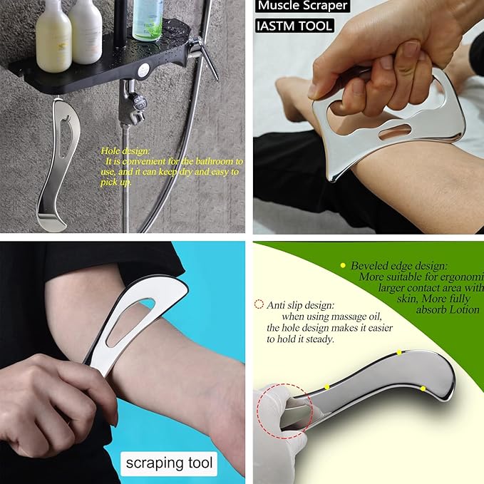 Muscle Scraper Stainless Steel IASTM Massage Tools Set,Gua Sha Scraping Tools for Physical Therapy(3pcs)-Ruum Studio Home