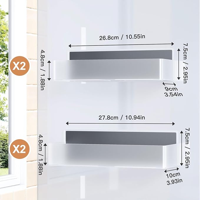 Magnetic Spice Rack for Refrigerator, Kitchen Organizer and Storage Shelf, Clear(4 Pack)-Ruum Studio Home