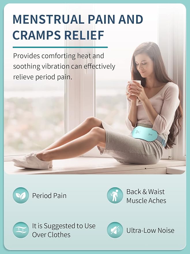 Slimpal Portable Heating Pad for Period Cramps, FSA HSA Eligible, Cordless Heat Pad for Menstrual Cramps Relief, 3 Timer Auto Off Setting, Electric Heating Belt Gifts for Her Women Girl Wife, Aqua-Ruum Studio Home