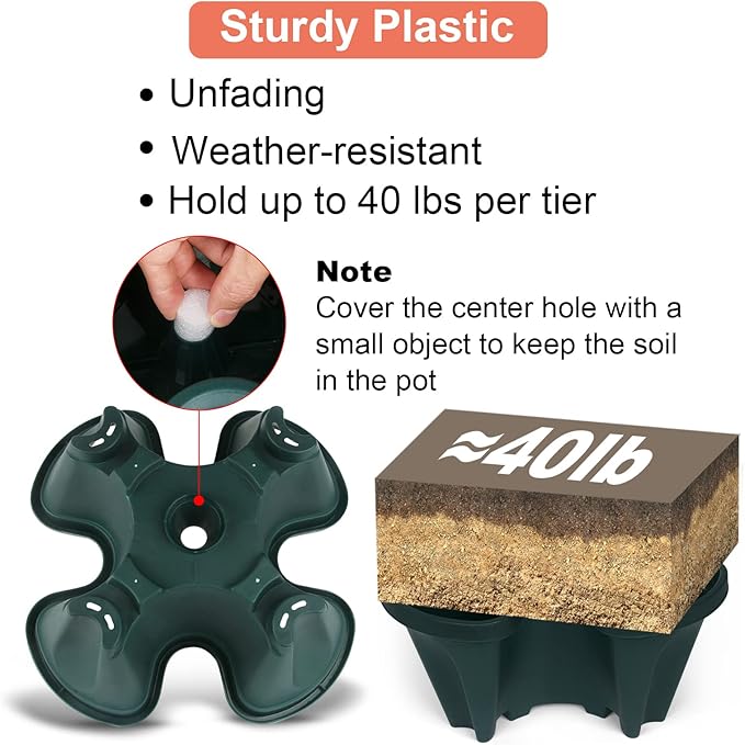 Vertical Planter 7 Tier Stackable Planters Garden Planters Strawberry Herb Flower and Vegetable Planter Indoor Outdoor Gardening Pots with Removable Wheels and Tools-Ruum Studio Home