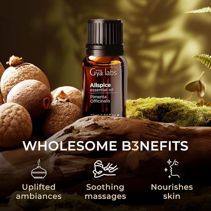 Gya Labs Allspice Essential Oil for Diffuser & Skin - 0.34 Fl Oz - 100% Pure Natural Allspice Oil for Skin, Homemade Items & Candle Making Scent-Ruum Studio Home