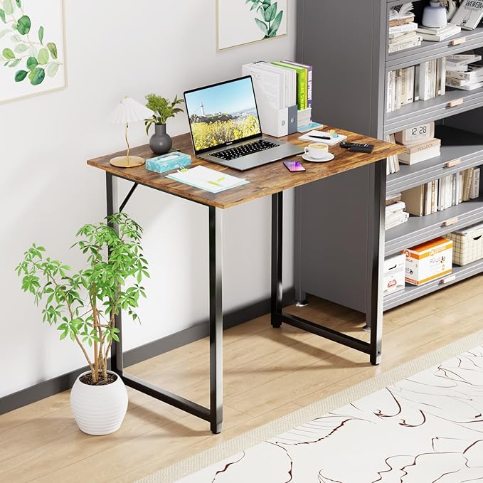 PayLessHere | 32 Inch Computer Desk | Brown | Office Desk with Metal Frame, Adjustable Feet | Water-Resistant, Scratchproof Surface | Sturdy Writing Table for Home Office or Study | Pack of 2-Ruum Studio Home