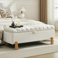 Storage Ottoman Bench for Bedroom Small Spaces 48.6 Inch with Hinged Lid Solid Wood Tapered Legs Tufted Upholstered Fabric for Living Room & Bedroom, Beige-Ruum Studio Home