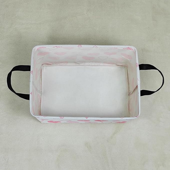 LANGYASHAN Rectangular Storage Bin Collapse Canvas Fabric Cartoon Storage Basket with Handles for Organizing Home Kitchen Boys and Girls Toys Office Closet Shelf Baskets (Rec Angel Heart)-Ruum Studio Home