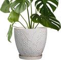 8 Inch Ceramic Pots for Plants Large Planter Pot with Drainage Hole and Saucer Round Flower Pot for Indoor Outdoor Decor, White-Ruum Studio Home