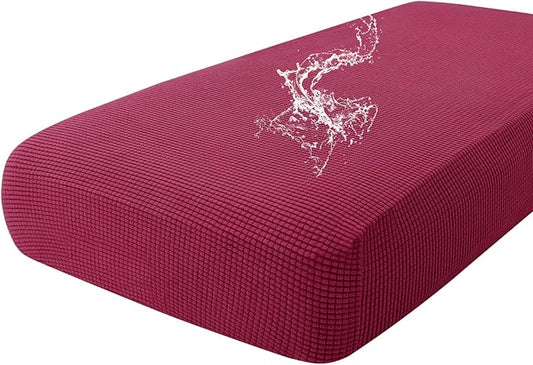 hyha Waterproof Couch Cushion Covers for Pets, Non Slip Sofa Seat Cover for Dogs Washable, Soft Thick Stretch Jacquard Fabric, Sofa Slipcovers with Elastic Bottom (1 Piece for Large, Wine Red)-Ruum Studio Home