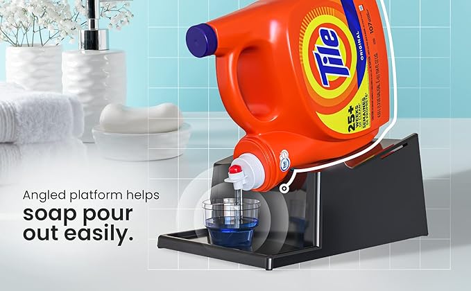TidyFriend No-Spill 2 Pk Liquid Laundry Detergent Dispenser Holder, Laundry Soap Dispenser Holder with Drip Tray for Laundry Room Organization (No Strap, Black)-Ruum Studio Home