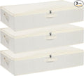 Underbed Storage Box, Clothes Organizer With Sturdy Structure and Reinforced Handles for Blanket, Sheets, Pillows, Towels, Shoes, Beige, 3 Pack, 31.5 x 15.7 x 5.9 Inch-Ruum Studio Home