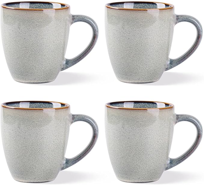 GBHOME Ceramic Coffee Mugs Set of 4, 12oz Stoneware Coffee Mugs Set For Dad Mom Women MEN, Light Weight Coffee Cups for Latte/Tea/Beer/Hot Cocoa, Dishwasher & Microwave Safe-Ruum Studio Home