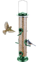 Bird Feeders for Outdoors Hanging,Finch Feeders for Outside,Chew-Proof Hanging Bird Feeder,Rust-Proof Birdfeeder,Squirrel Proof 6 Ports Metal Bird Feeder,14 Inch,1 Pack,Green-Ruum Studio Home