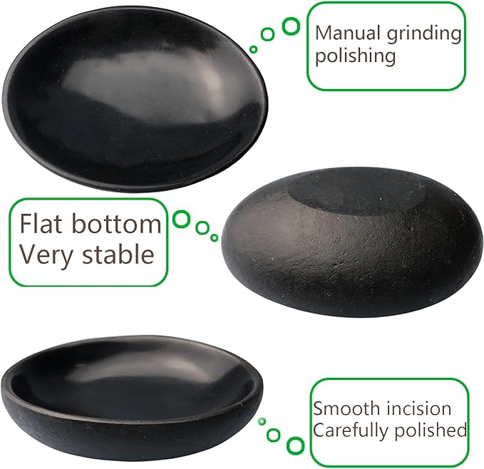 Handmade Decorative Bowl - Natural River Stone Pebble Artisan Crafted Serving Dish | 4-6 Inch Unique Decorative Tray for Home Centerpiece, Jewelry Holder (black)-Ruum Studio Home