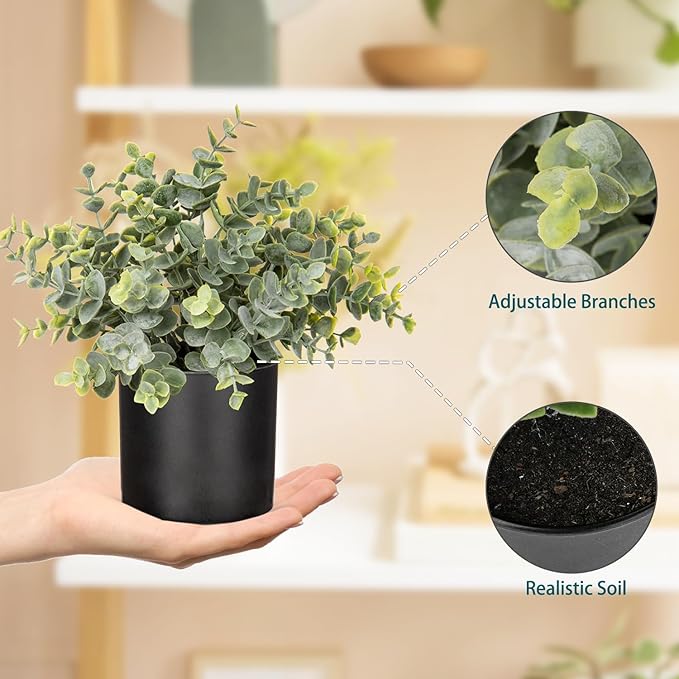 3 Pack Small Fake Plants for Shelf Decor Accents with Plastic Black Pot Artificial Potted Plants for Rustic Farmhouse Decor Faux Plants Indoor Fake Potted Plants Artificial for Home Office Decor-Ruum Studio Home