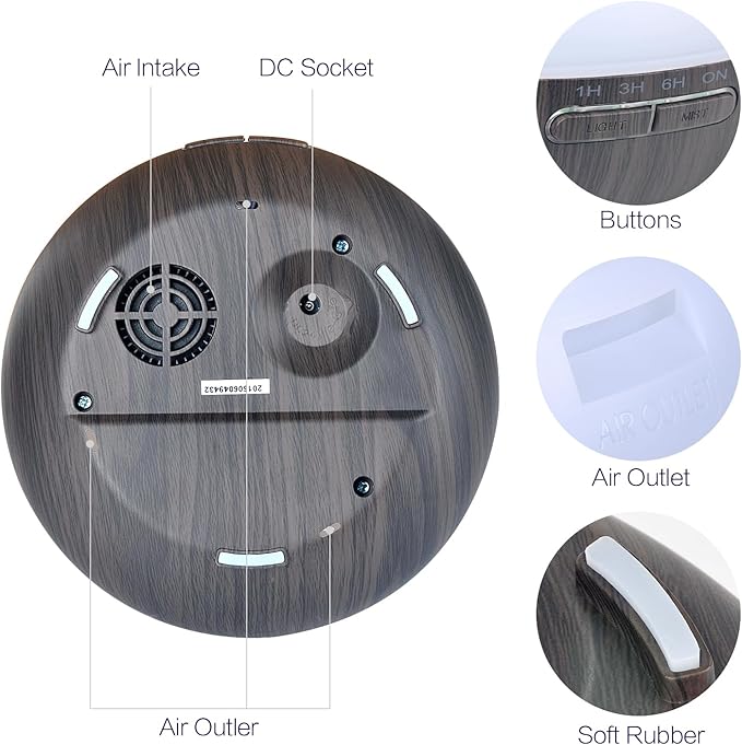 Aroma Essential Oil Diffuser, 400ml Ultrasonic Cool Mist Humidifier with Waterless Auto Shut-Off and Cleaning Kit for Home, Yoga, Office, Spa, Bedroom, Baby Room - Wood Grain-Ruum Studio Home