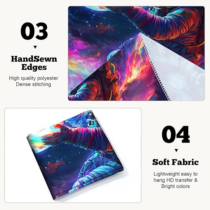 BVBOX Astronaut Space Blacklight Tapestry 79"x59", UV Reactive Floating Astronaut Iridescent Cloud Universe Galaxy Planet Glow in Dark Tapestries, Black Light Neon Upright Poster Wall Hanging Backdrop Decor for Bedroom Living Room-Ruum Studio Home