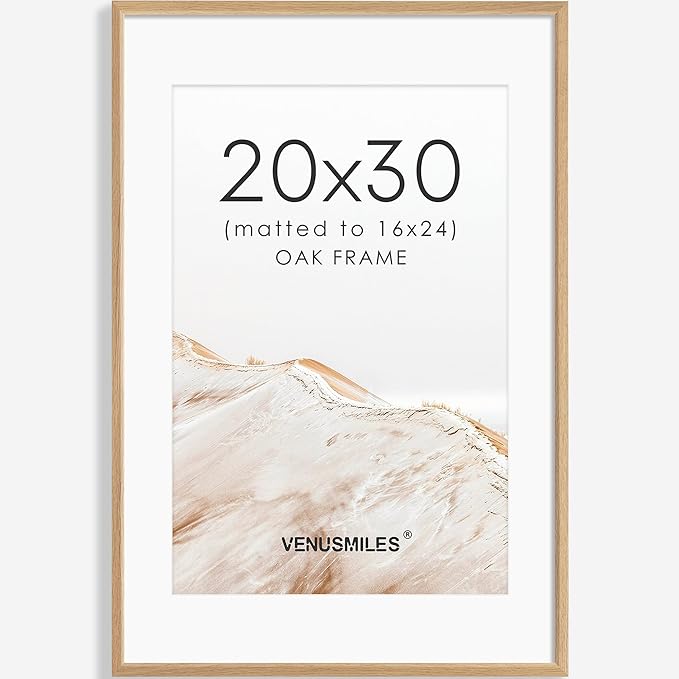 20x30 Poster Frame Natural Solid Oak Photo Frames with 16x24 Removable Mat Wall Hanging Large Handcrafted Frame with HD Plexiglass Wall and Tabletop Display Large Picture Frame-Ruum Studio Home
