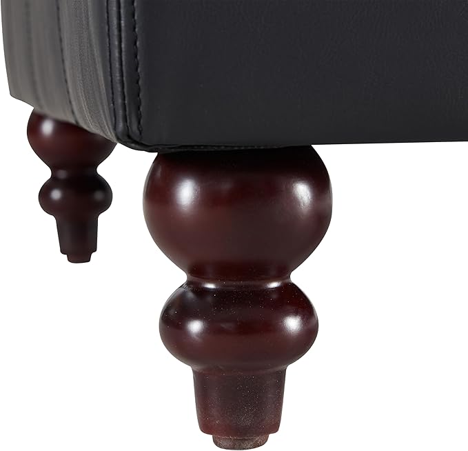 HUIMO Square Leather Storage Ottoman, Black Tufted Large Ottoman for Living Room, Coffee Table with Storage(Black)-Ruum Studio Home