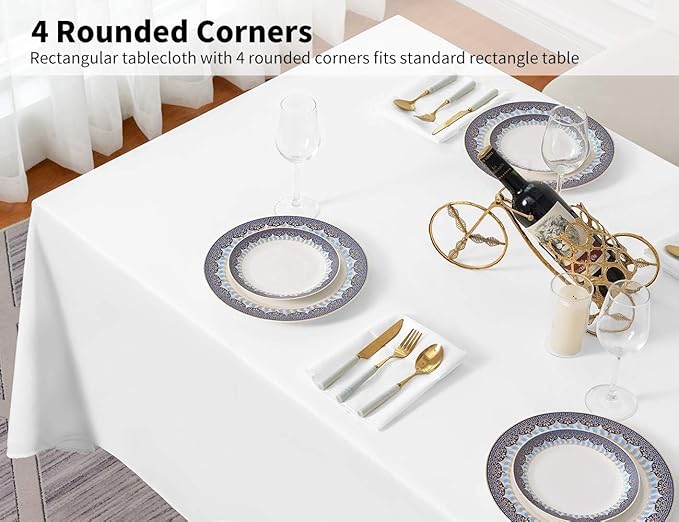 Surmente 10 Pack White Rectangle Tablecloth 90 x 156-inch Rectangular Polyester Table Cloth for Weddings, Banquets, or Restaurants-Ruum Studio Home