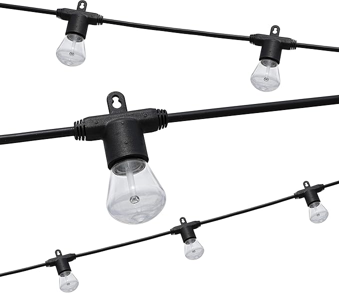 Enbrighten LED Bistro Outdoor String Lights, 48ft, 24 Shatter Resistant Lifetime Bulbs, 2200K Warm White, Weather Resistant, Indoor/Outdoor, Commercial Grade, Perfect for Backyard, Porch, Patio, 38357-Ruum Studio Home