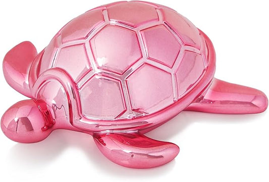 Small Sea Turtle Statue 4 inch Shiny Pink Accent Knick Knacks Paperweight for Bathroom Home Office Shelf Desk Table Decor, Cute Sea Turtle Gifts for Women-Ruum Studio Home