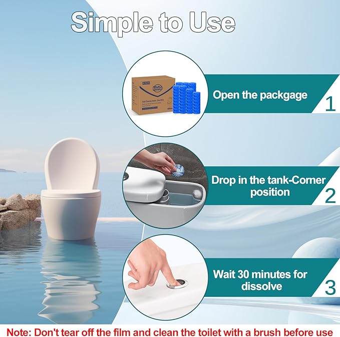 KIISIISO Toilet Bowl Cleaners Tablet 72 PACK, Automatic Toilet Cleaners for Deodorizing & Descaling, Long-Lasting Toilet Bowl Cleaner Tablets with Sustained-Release Technology Against Tough Stains-Ruum Studio Home