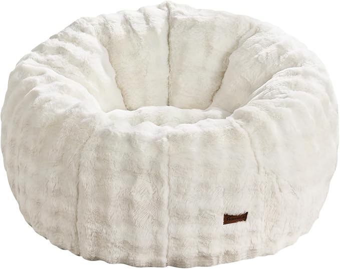 Hobestluk Bean Bag Chair Oversized Bean Bag Chair for Adults Donut-Shaped Large Bean Bag with Spacious Design for Living Room Bedroom or Reading Nook (Bubble White)-Ruum Studio Home