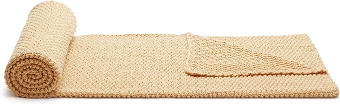 Amazon Basics Chunky Cable Knit Throw Blanket for Couch, Sofa, Bed, Lightweight Soft Cozy, Sand, 50"x 60"-Ruum Studio Home