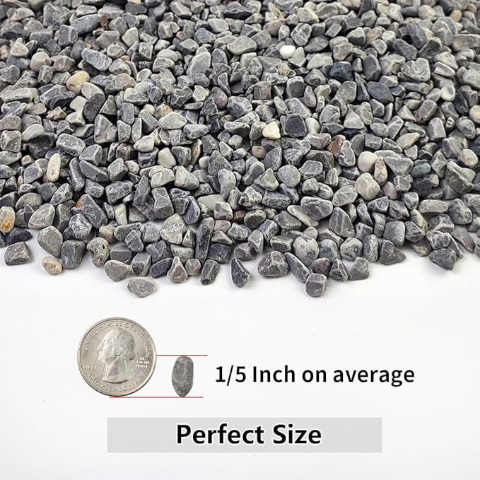 10LB Succulent and Cactus Gravel, 1/5 Inch Natural Decorative Polished Pebbles for Landscaping, Grey River Rocks for Plants, Vases, Aquariums, Terrarium and Outdoor Gardening-Ruum Studio Home