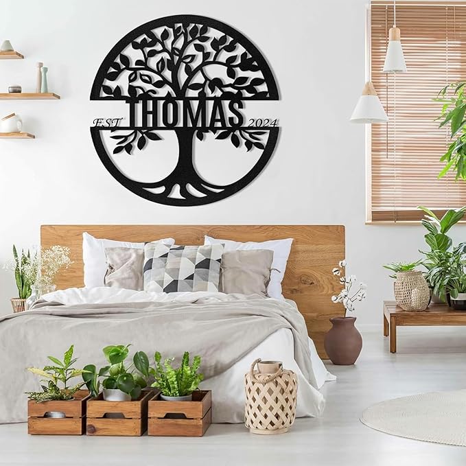 Metal Signs Customized, Tree of Life Metal Signs, Personalized Family Name Sign, Outdoor Metal Wall Art, Metal Tree Wall Decor, Porch Signs Outdoor, Housewarming Gift, Rustic Home Decor-Ruum Studio Home