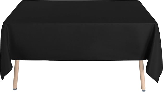 sancua Rectangle Tablecloth - 60 x 84 Inch - Stain and Wrinkle Resistant Washable Polyester Table Cloth, Decorative Fabric Table Cover for Dining Tables, Buffet Parties and Camping, Black-Ruum Studio Home