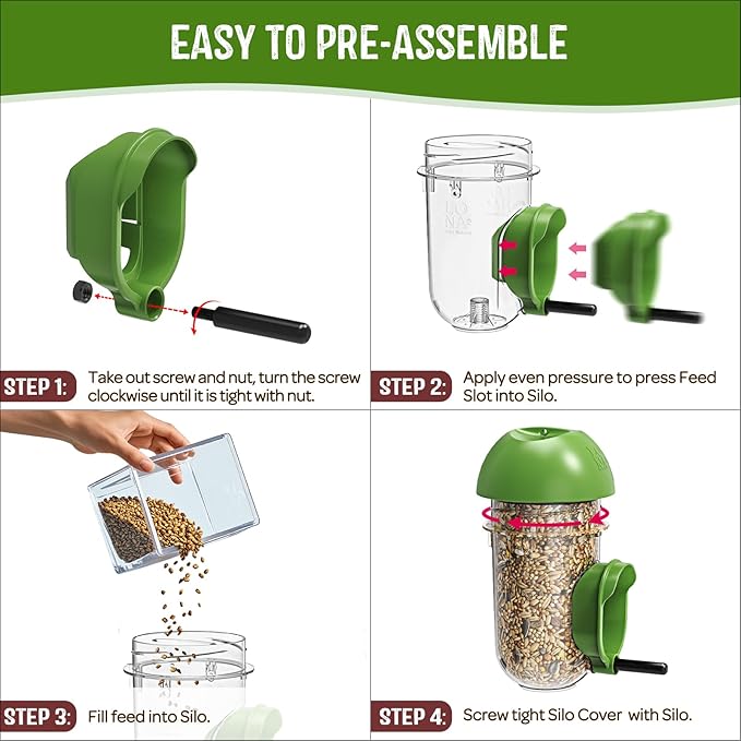 LONA Bird Feeders for Outdoors 2 Pack, Tube Birds Feeder Weatherproof with Multiple Hanging Methods, Wild Feeding Silo for Outside, 1 Port-Ruum Studio Home