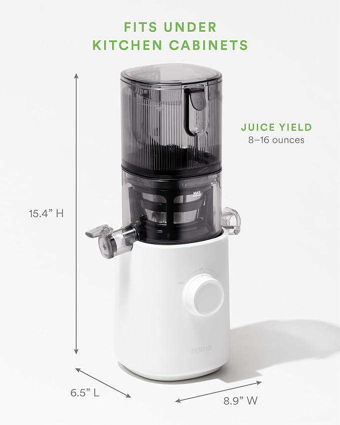 Nama J3 Compact Cold Press Juicer – Space Saving & Self Feeding for Hands-Free Operation – Lightweight, Portable Zero Waste Slow Masticating Juicer – Easy Cleanup & Assembly - White-Ruum Studio Home