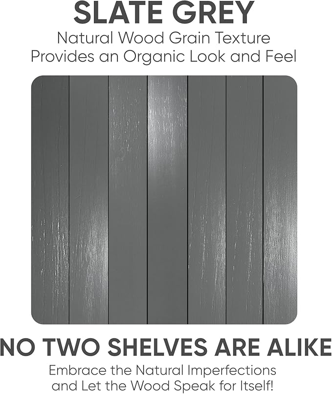 Homeforia Gray Floating Bathroom Shelves, High End Solid Real Wood 16 inch Small Floating Shelf for Wall Mounted, Grey Wooden 16 in Floating Shelves, Heavy Duty Bracket, 16 X 6.5 X 1.75 inch, Set of 2-Ruum Studio Home
