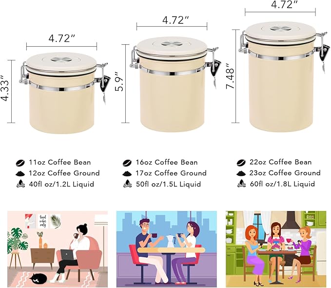 ShanSon Coffee Canister Airtight Coffee Container Stainless Steel Coffee Bean Storage Container with CO2 Release Valve and Scoop Coffee Canister for Beans,Grounds,Sugar,Flour,Tea,Cereal,22OZ,Brown-Ruum Studio Home