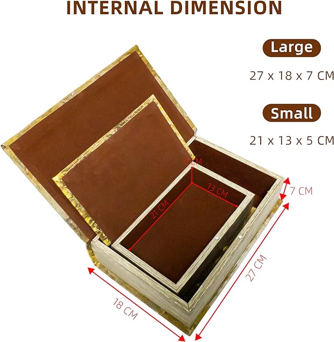 Decorative Book Box Set of 2, Trinket Keepsake Storage Boxes Book Shaped Storage Box Vintage Style Decorative Faux Books Boxes Globe Antique Books for Home Decoration Old World Map Pattern-Ruum Studio Home