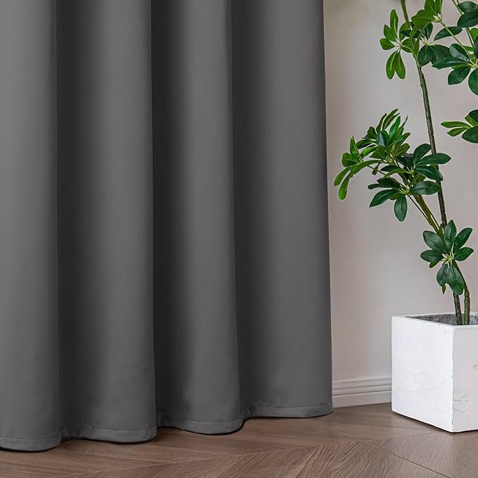 Blackout Curtains 84 Inch Length for Bedroom, Thermal Insulated Blackout Curtains 2 Panels Set, Solid Grommet Privacy Room Darkening Drapes for Living Room Windows(W52 x L84, Light Grey)-Ruum Studio Home