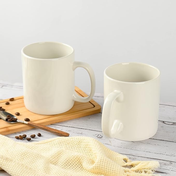 30oz Super Large Ceramic Coffee Mugs Large Handles Set of 2 (Cream)-Ruum Studio Home